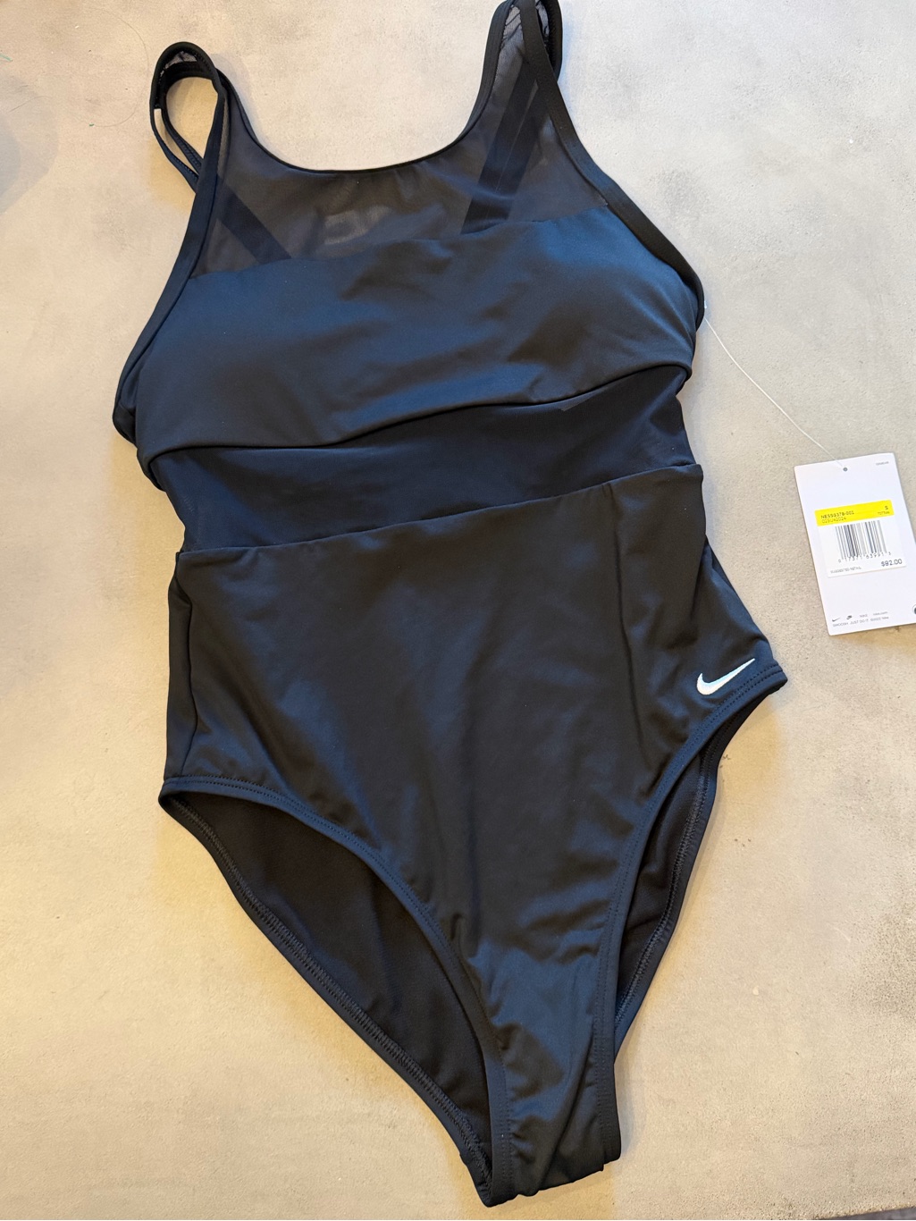 Nwt Nike Swim Swimsuit Mesh Black One Piece Bathing Suit Size Small